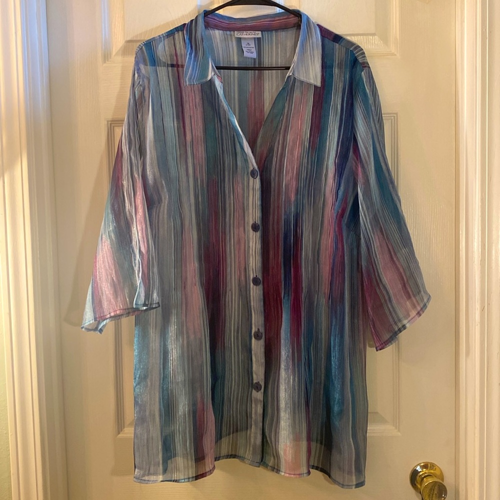 Catherines Sheer Multicolor Blouse - Picture 4 of 9